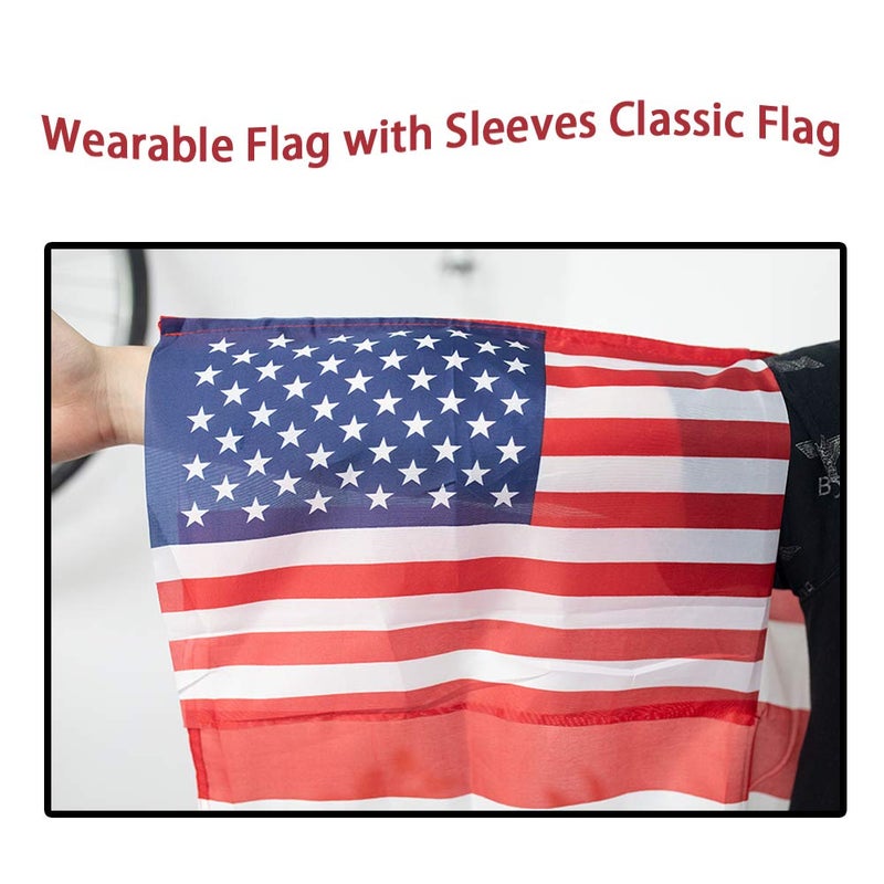 FUTUREPLUSX American Flag Cape, Wearable USA Flag Costume Outfit with Sleeves Classic Flag, 2 Differents Wearing Methods - Image 3